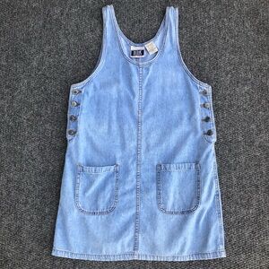 Vintage Bill Blass made in Hong Kong 100% cotton sleeveless denim dress size 10